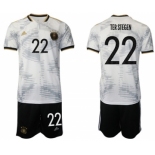 Men's Germany #22 Ter Stegen White Home Soccer Jersey Suit