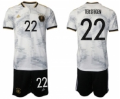 Men's Germany #22 Ter Stegen White Home Soccer Jersey Suit