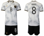 Men's Germany #8 Kroos White Home Soccer Jersey Suit