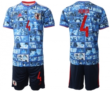 Men's Japan #4 Honda Blue Home Soccer Jersey Suit