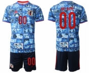 Men's Japan Custom Blue Home Soccer Jersey Suit