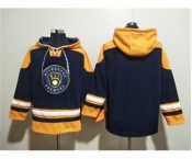 Men's Milwaukee Brewers Blank Black Gold Ageless Must-Have Lace-Up Pullover Hoodie