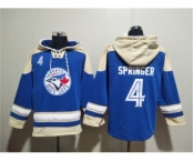 Men's Toronto Blue Jays #4 George Springer Royal Ageless Must-Have Lace-Up Pullover Hoodie