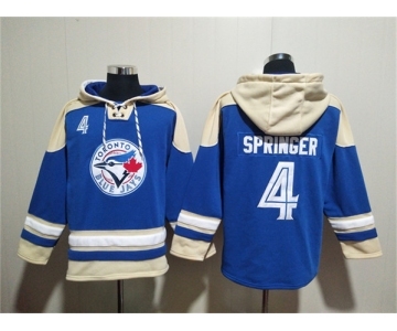 Men's Toronto Blue Jays #4 George Springer Royal Ageless Must-Have Lace-Up Pullover Hoodie