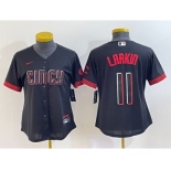 Women's Cincinnati Reds #11 Barry Larkin Black 2023 City Connect Cool Base Stitched Jersey