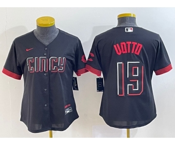 Women's Cincinnati Reds #19 Joey Votto Black 2023 City Connect Cool Base Stitched Jersey