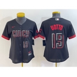 Women's Cincinnati Reds #19 Joey Votto Number Black 2023 City Connect Cool Base Stitched Jersey1