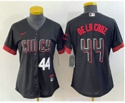 Women's Cincinnati Reds #44 Elly De La Cruz Number Black 2023 City Connect Cool Base Stitched Baseball Jersey2