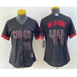 Women's Cincinnati Reds #44 Elly De La Cruz Number Black 2023 City Connect Cool Base Stitched Baseball Jersey4