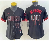 Women's Cincinnati Reds #44 Elly De La Cruz Number Black 2023 City Connect Cool Base Stitched Baseball Jersey4