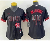 Women's Cincinnati Reds #44 Elly De La Cruz Number Black 2023 City Connect Cool Base Stitched Baseball Jersey