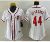 Women's Cincinnati Reds #44 Elly De La Cruz White With Patch Cool Base Stitched Jersey