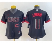 Youth Cincinnati Reds #11 Barry Larkin Black 2023 City Connect Cool Base Stitched Jersey1