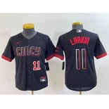 Youth Cincinnati Reds #11 Barry Larkin Number Black 2023 City Connect Cool Base Stitched Jersey1