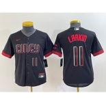 Youth Cincinnati Reds #11 Barry Larkin Number Black 2023 City Connect Cool Base Stitched Jersey2