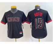 Youth Cincinnati Reds #19 Joey Votto Black 2023 City Connect Cool Base Stitched Jersey