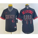 Youth Cincinnati Reds #44 Elly De La Cruz Black 2023 City Connect Cool Base Stitched Jersey