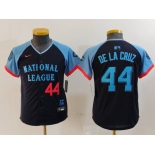 Youth Cincinnati Reds #44 Elly De La Cruz Number Navy 2024 All Star Limited Stitched Jersey