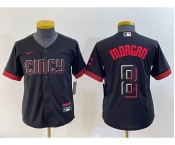 Youth Cincinnati Reds #8 Joe Morgan Black 2023 City Connect Cool Base Stitched Jersey 1