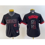 Youth Cincinnati Reds #8 Joe Morgan Black 2023 City Connect Cool Base Stitched Jersey