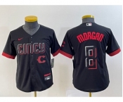 Youth Cincinnati Reds #8 Joe Morgan Black 2023 City Connect Cool Base Stitched Jersey