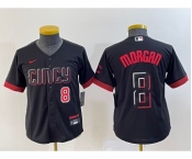 Youth Cincinnati Reds #8 Joe Morgan Number Black 2023 City Connect Cool Base Stitched Jersey