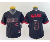 Youth Cincinnati Reds #9 Matt McLain Black 2023 City Connect Cool Base Stitched Jersey1