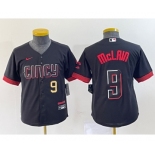 Youth Cincinnati Reds #9 Matt McLain Number Black 2023 City Connect Cool Base Stitched Jersey1