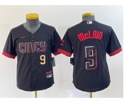 Youth Cincinnati Reds #9 Matt McLain Number Black 2023 City Connect Cool Base Stitched Jersey1