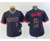 Youth Cincinnati Reds #9 Matt McLain Number Black 2023 City Connect Cool Base Stitched Jersey2