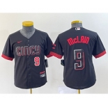 Youth Cincinnati Reds #9 Matt McLain Number Black 2023 City Connect Cool Base Stitched Jersey