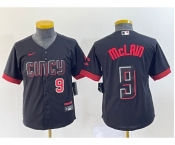 Youth Cincinnati Reds #9 Matt McLain Number Black 2023 City Connect Cool Base Stitched Jersey