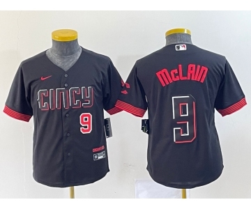 Youth Cincinnati Reds #9 Matt McLain Number Black 2023 City Connect Cool Base Stitched Jersey