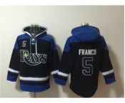 Men's Tampa Bay Rays #5 Wander Franco Black Blue Lace-Up Pullover Hoodie