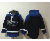 Men's Tampa Bay Rays Blank Black Blue Lace-Up Pullover Hoodie