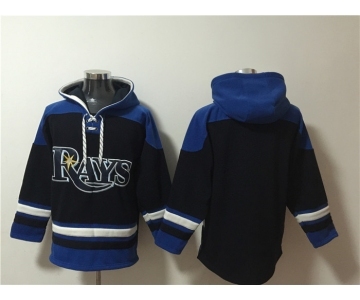 Men's Tampa Bay Rays Blank Black Blue Lace-Up Pullover Hoodie