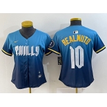 Women's Philadelphia Phillies #10 JT Realmuto Blue 2024 City Connect Limited Stitched Jersey