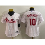 Women's Philadelphia Phillies #10 JT Realmuto White Stitched Cool Base Nike Jersey