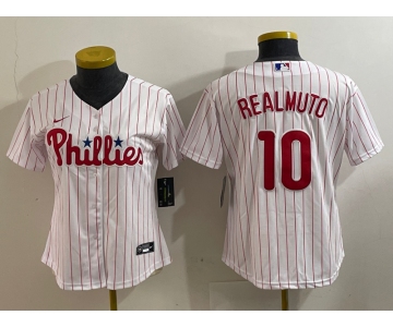 Women's Philadelphia Phillies #10 JT Realmuto White Stitched Cool Base Nike Jersey