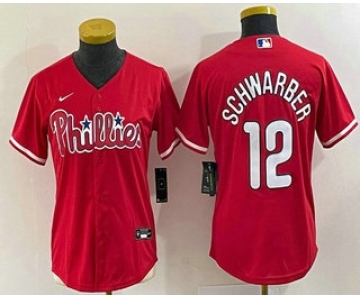 Women's Philadelphia Phillies #12 Kyle Schwarber Red Stitched Cool Base Nike Jersey