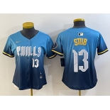 Women's Philadelphia Phillies #13 Stub Number Blue 2024 City Connect Limited Stitched Jersey