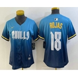 Women's Philadelphia Phillies #18 Johan Rojas Blue 2024 City Connect Limited Stitched Jersey