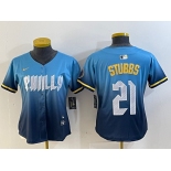 Women's Philadelphia Phillies #21 Garrett Stubbs Blue 2024 City Connect Limited Stitched Jersey