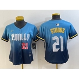 Women's Philadelphia Phillies #21 Garrett Stubbs Blue 2024 City Connect Limited Stitched Jerseys