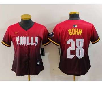 Women's Philadelphia Phillies #28 Alec Bohm Red 2024 City Connect Limited Jersey