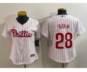 Women's Philadelphia Phillies #28 Alec Bohm White Cool Base Jersey