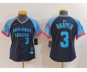 Women's Philadelphia Phillies #3 Bryce Harper Navy 2024 All Star Limited Stitched Jersey