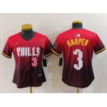 Women's Philadelphia Phillies #3 Bryce Harper Number Red 2024 City Connect Limited Jerseys