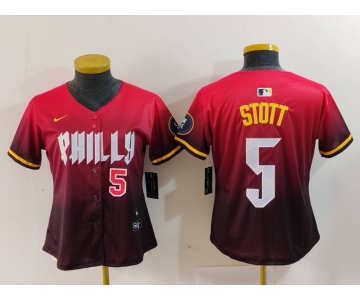 Women's Philadelphia Phillies #5 Bryson Stott Number Red 2024 City Connect Limited Jerseys