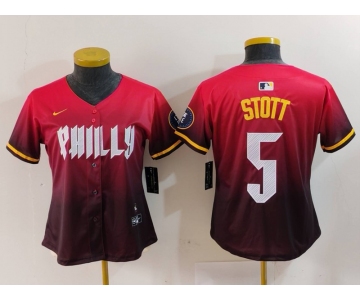 Women's Philadelphia Phillies #5 Bryson Stott Red 2024 City Connect Limited Jersey